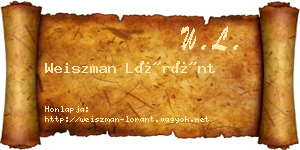Weiszman Lóránt névjegykártya